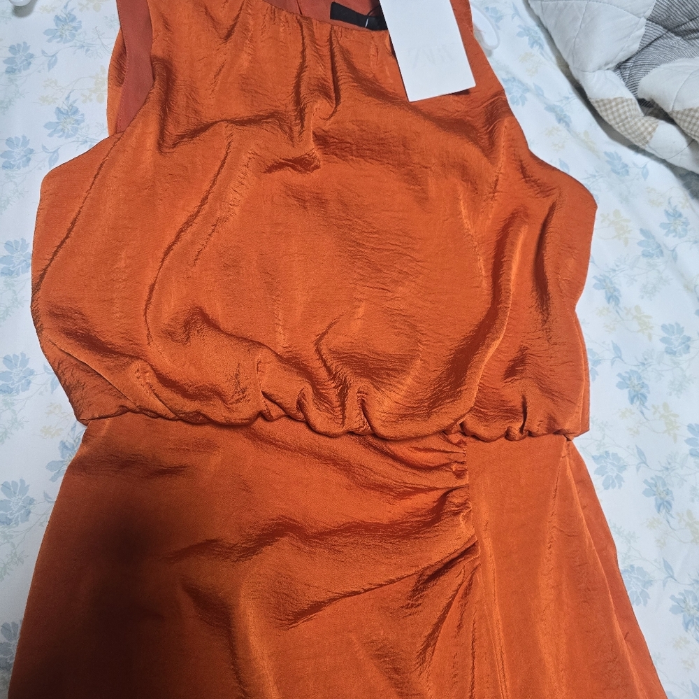 Zara Bold Orange Midi Dress - Picture 8 of 14